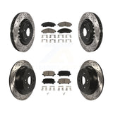 [Front+Rear] 2014-2016 Acura MDX Performance Drilled & Slotted Brake Rotor & Ceramic Pads Kit For Max Braking