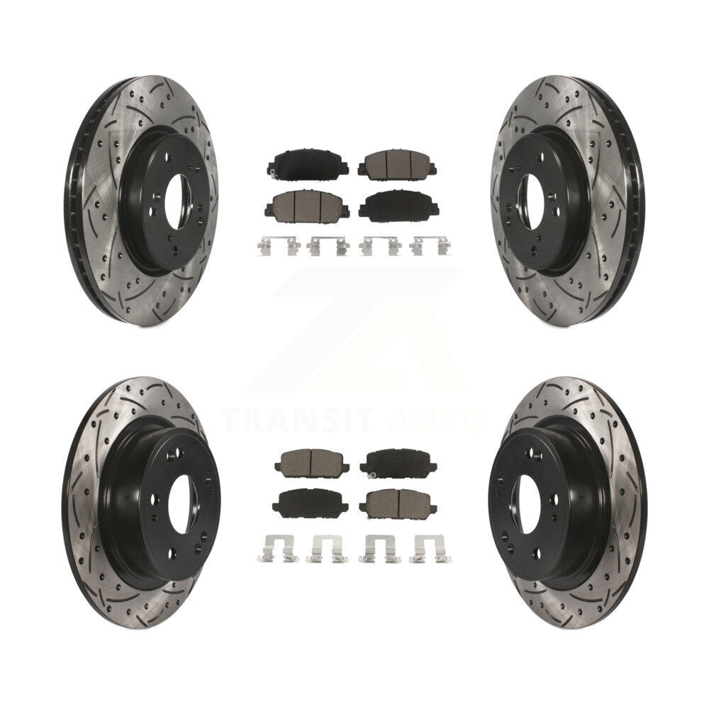 [Front+Rear] 2016-2022 Honda HR-V Performance Drilled & Slotted Brake Rotor & Ceramic Pads Kit For Max Braking