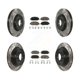 [Front+Rear] 2016-2022 Honda HR-V Performance Drilled & Slotted Brake Rotor & Ceramic Pads Kit For Max Braking