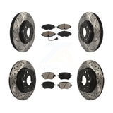 Front Rear Drill Slot Brake Rotor Ceramic Pad Kit For Volkswagen GTI Golf Passat