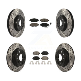 Front Rear Coated Drill Slot Disc Brake Rotor Ceramic Pad Kit For Volkswagen GTI