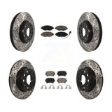 Front Rear Coated Drill Slot Disc Brake Rotor Ceramic Pad Kit For Volkswagen GTI