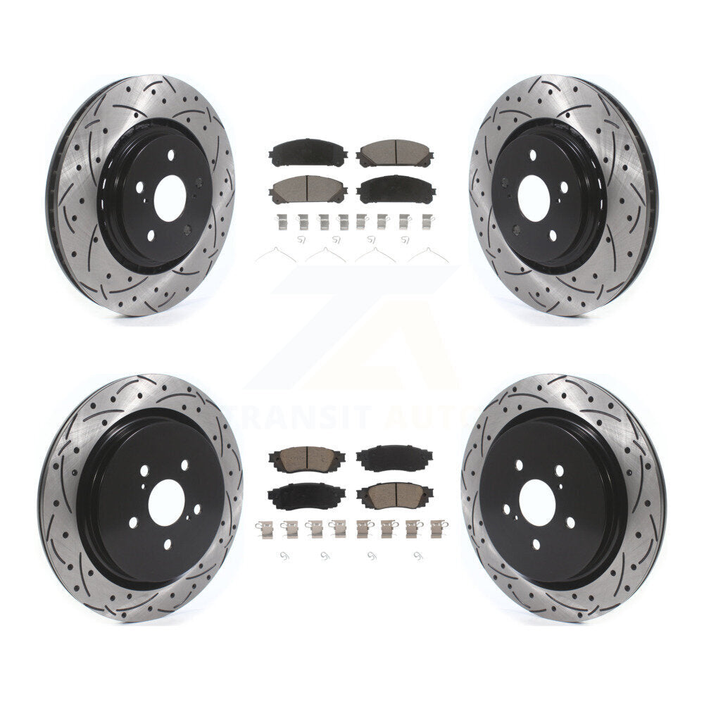 Front Rear Drill Slot Brake Rotors Ceramic Pad Kit For Lexus RX350 RX450h RX350L