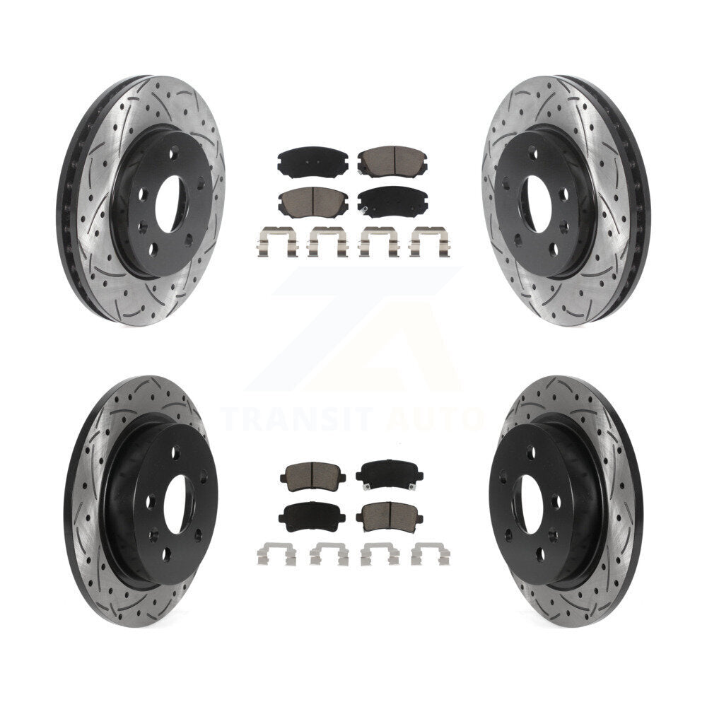 Front Rear Drilled Slot Brake Rotor Ceramic Pad Kit For Chevrolet Malibu Limited