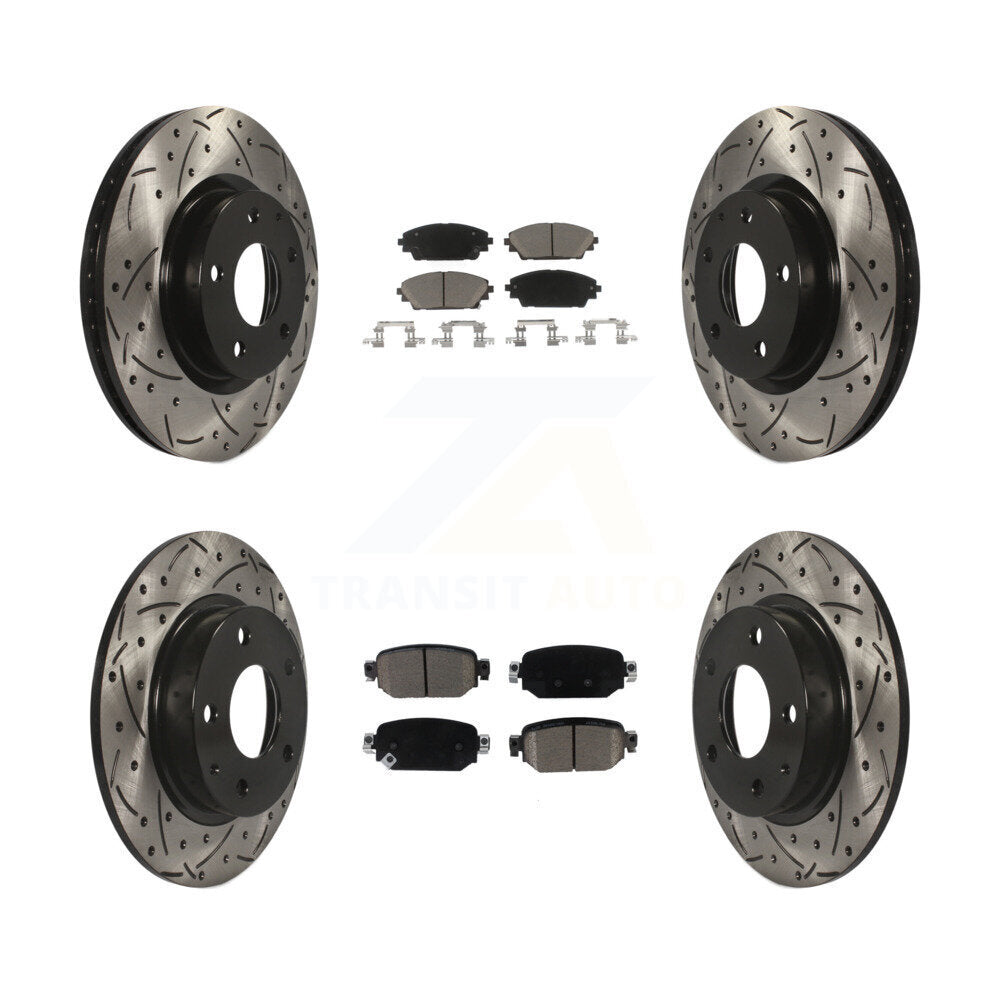 [Front+Rear] 2019-2021 Mazda CX-3 AWD Performance Drilled & Slotted Brake Rotor & Ceramic Pads Kit For Max Braking