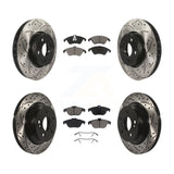 Front Rear Drilled Slot Disc Brake Rotors Ceramic Pad Kit For Mercedes-Benz E350