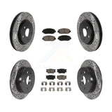 Front Rear Coated Drilled Slot Disc Brake Rotor Ceramic Pad Kit For Toyota Camry