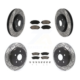 Front Rear Drilled Slot Brake Rotors Ceramic Pad Kit For Toyota Camry RAV4 Lexus