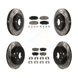 Front Rear Drilled Slot Brake Rotor Ceramic Pad Kit For Toyota RAV4 Lexus HS250h