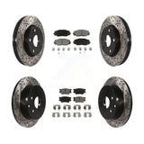 Front Rear Drilled Slot Brake Rotor Ceramic Pad Kit For Toyota RAV4 Lexus HS250h