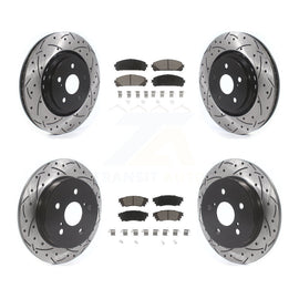 Front Rear Drilled Slot Brake Rotors Ceramic Pad Kit For Toyota Camry Avalon TRD