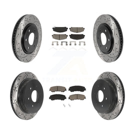 [Front+Rear] 2017-2023 Nissan TITAN Performance Drilled & Slotted Brake Rotor & Ceramic Pads Kit For Max Braking