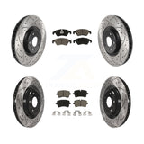 Front Rear Coated Drilled Slotted Disc Brake Rotor & Ceramic Pad Kit For Audi A6