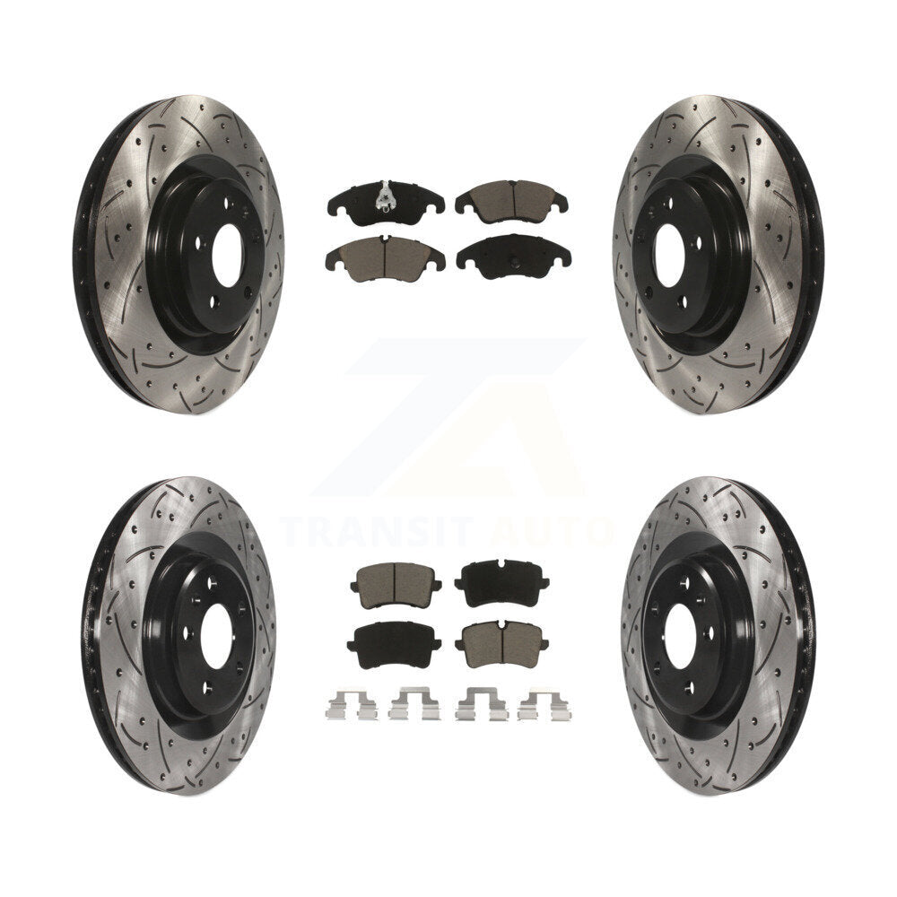 Front Rear Drilled Slot Disc Brake Rotors Ceramic Pad Kit For Audi A6 Quattro A7