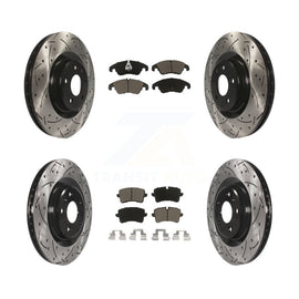 Front Rear Drilled Slot Disc Brake Rotors Ceramic Pad Kit For Audi A6 Quattro A7