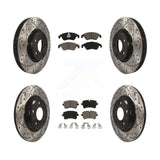 Front Rear Coated Drilled Slotted Disc Brake Rotor & Ceramic Pad Kit For Audi A6