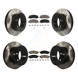 Front Rear Drill Slot Brake Rotors Ceramic Pad Kit For Ford F-250 Super Duty 4WD