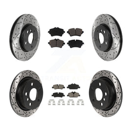 Front Rear Coated Drilled Slot Disc Brake Rotors Ceramic Pad Kit For Mini Cooper