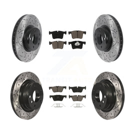 Front Rear Coated Drilled Slotted Disc Brake Rotors Ceramic Pad Kit For BMW 328d