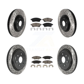 Front Rear Drilled Slot Brake Rotor & Ceramic Pad Kit For Cadillac SRX Saab 9-4X
