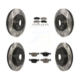 [Front+Rear] 16-19 Subaru Legacy 2.5L Performance Drilled & Slotted Brake Rotor & Ceramic Pads Kit For Max Braking