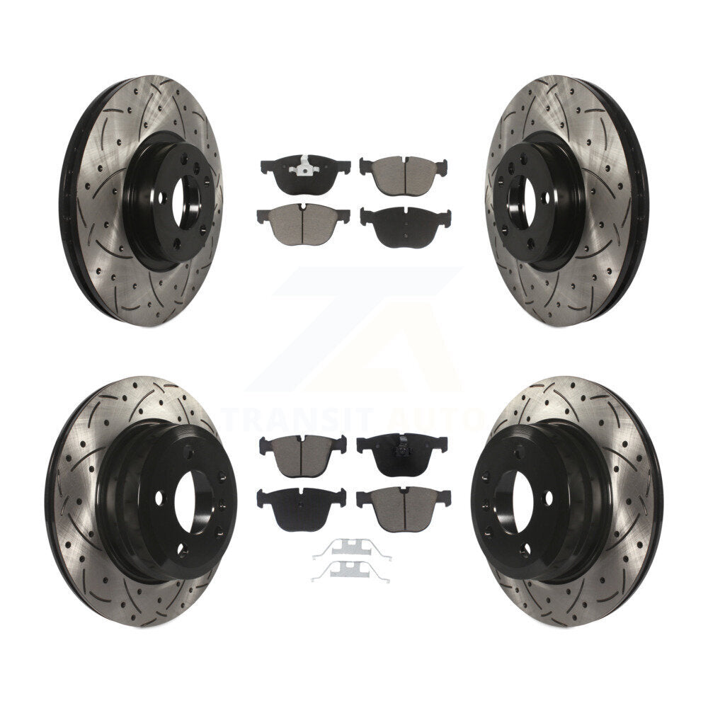 [Front+Rear] 2009 BMW X6 From 10 08 Performance Drilled & Slotted Brake Rotor & Ceramic Pads Kit For Max Braking