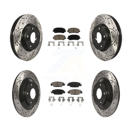 Front Rear Coated Drilled Slot Disc Brake Rotor & Ceramic Pad Kit For Mazda CX-5