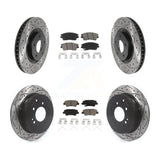 Front Rear Drill Slot Brake Rotors Ceramic Pad Kit For Kia Sportage Turbocharged