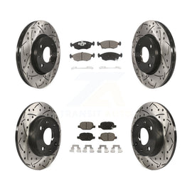 Front Rear Coated Drilled Slotted Disc Brake Rotors Ceramic Pad Kit For Fiat 500
