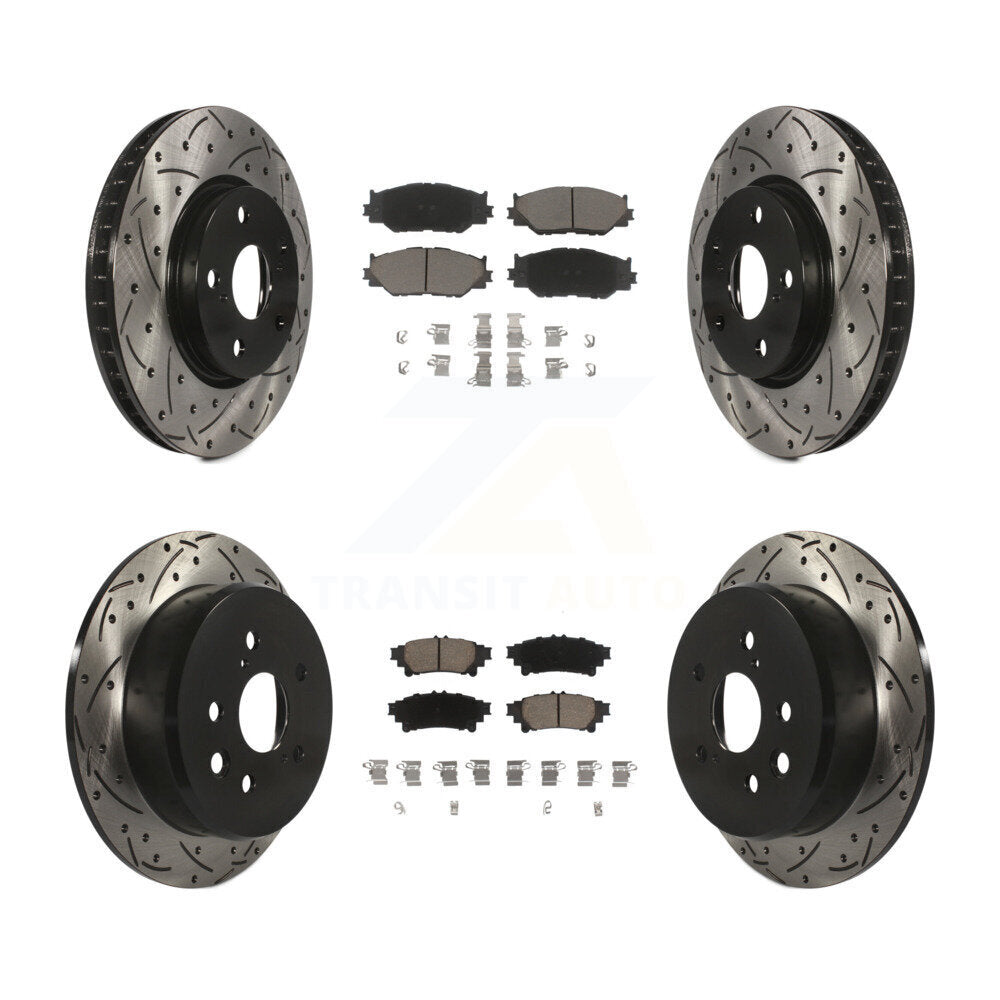 Front Rear Drill Slot Brake Rotors Ceramic Pad Kit For Lexus IS250 Base with RWD