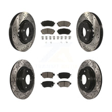 Charger l'image dans la galerie, Front Rear Coated Drilled Slotted Disc Brake Rotor &amp; Ceramic Pad Kit For Mazda 6