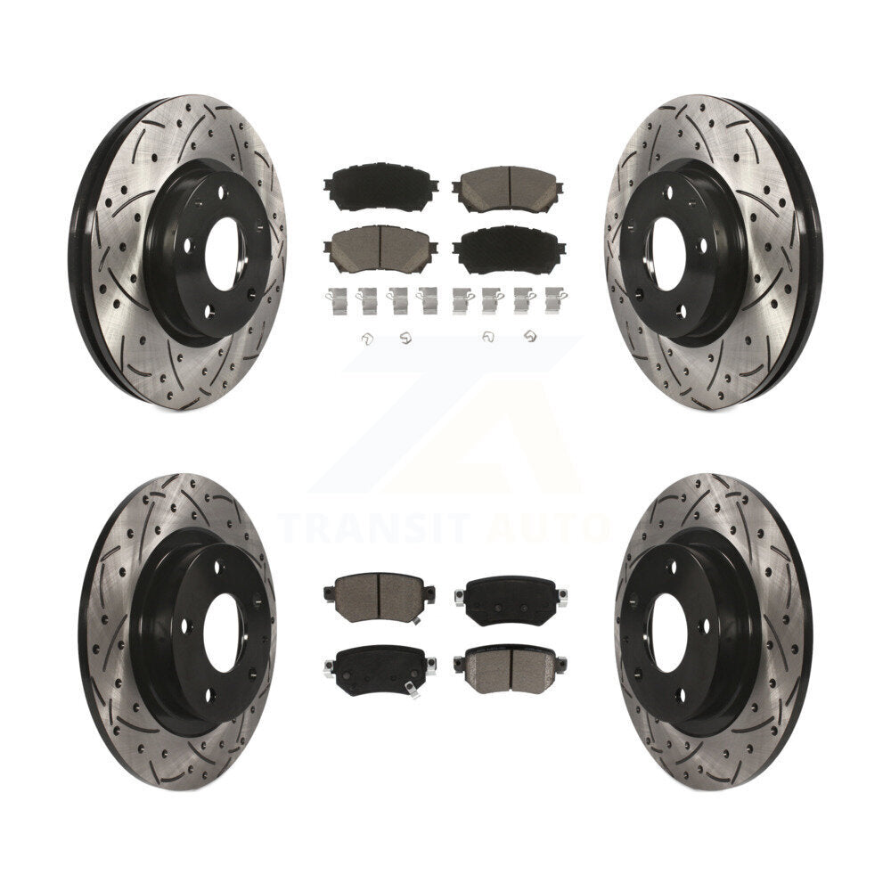 [Front+Rear] 2016-2018 Mazda 6 Performance Drilled & Slotted Brake Rotor & Ceramic Pads Kit For Max Braking