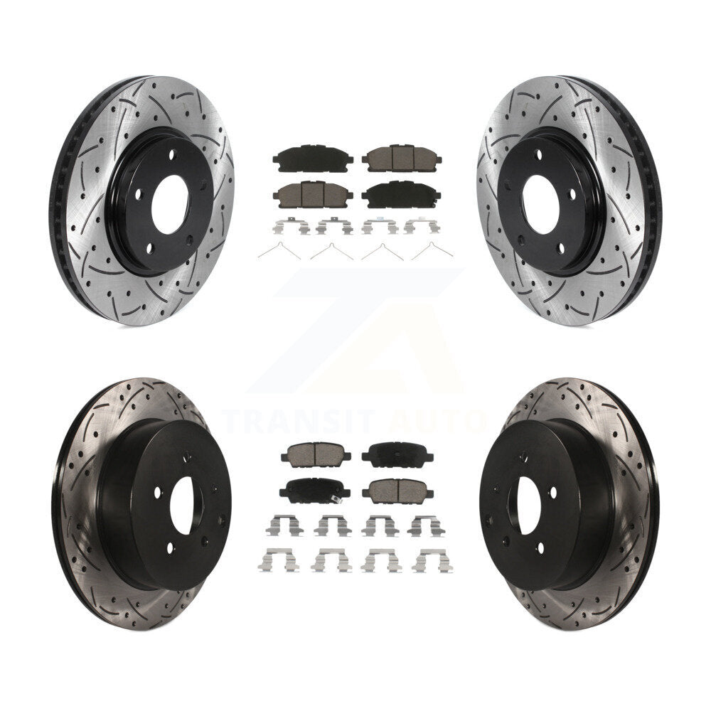 [Front+Rear] 2011-2017 Nissan Quest Performance Drilled & Slotted Brake Rotor & Ceramic Pads Kit For Max Braking