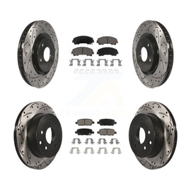 Front Rear Coated Drilled Slot Disc Brake Rotor Ceramic Pad Kit For Nissan Rogue