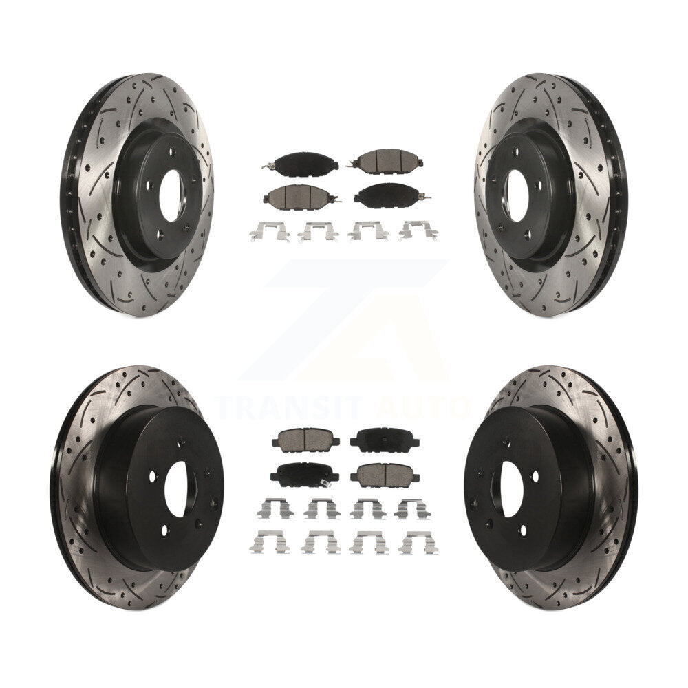 Front Rear Drilled Slot Brake Rotor Ceramic Pad Kit For Nissan Pathfinder Murano
