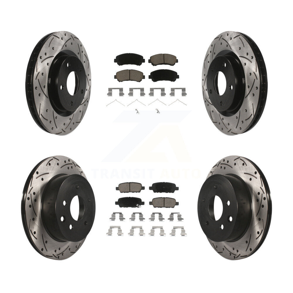 Front Rear Drilled Slot Disc Brake Rotor Ceramic Pad Kit For Nissan Rogue Select