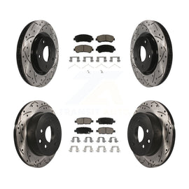 Front Rear Drilled Slot Disc Brake Rotor Ceramic Pad Kit For Nissan Rogue Select