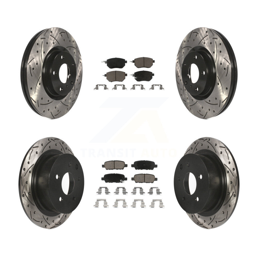 Front Rear Drill Slot Disc Brake Rotors Ceramic Pad Kit For Nissan Altima Maxima