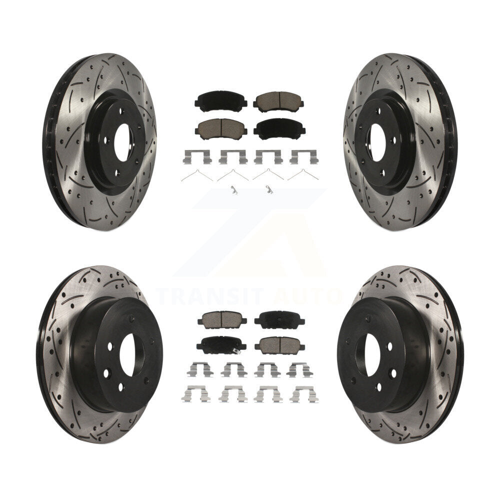 Front Rear Drill Slot Brake Rotor Ceramic Pad Kit For 14-17 Nissan Juke Nismo RS
