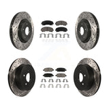 Front Rear Coat Drill Slot Disc Brake Rotor Ceramic Pad Kit For INFINITI Q50 Q60