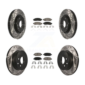 Front Rear Coated Drilled Slot Disc Brake Rotors Ceramic Pad Kit For Nissan LEAF