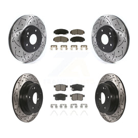 Front Rear Drilled Slot Brake Rotor & Ceramic Pad Kit For Honda Accord Acura TSX