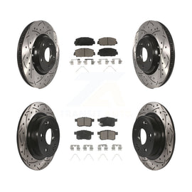 Front Rear Coated Drilled Slot Disc Brake Rotor Ceramic Pad Kit For Honda Accord