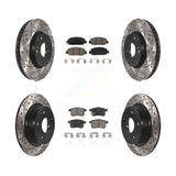 Front Rear Coated Drilled Slot Disc Brake Rotor Ceramic Pad Kit For Honda Accord
