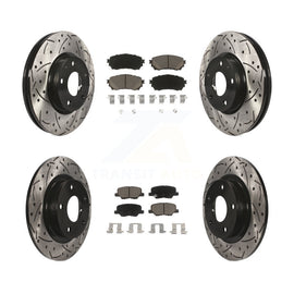 Front Rear Coated Drilled Slotted Disc Brake Rotor & Ceramic Pad Kit For Mazda 6