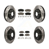 Front Rear Coated Drilled Slotted Disc Brake Rotor & Ceramic Pad Kit For Mazda 6