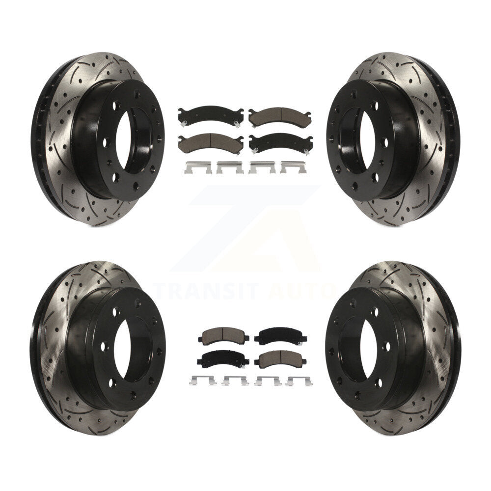 Front Rear Drill Slot Brake Rotor Ceramic Pad Kit For Chevrolet Express 2500 GMC