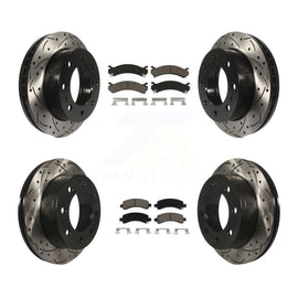 Front Rear Drill Slot Brake Rotor Ceramic Pad Kit For Chevrolet Express 2500 GMC