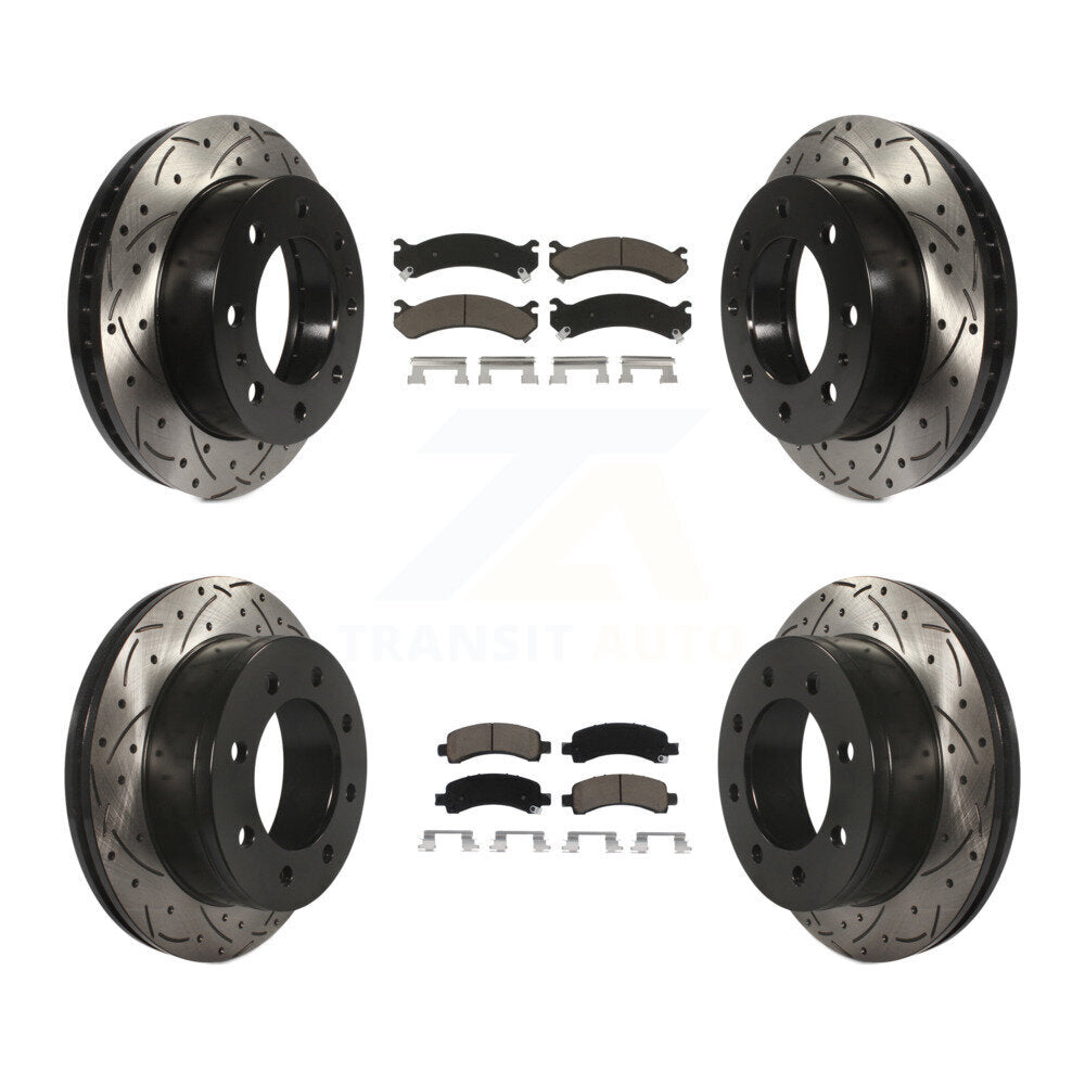 Front Rear Drill Slot Brake Rotor Ceramic Pad Kit For Chevrolet Express 2500 GMC