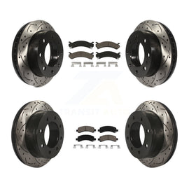 Front Rear Drill Slot Brake Rotor Ceramic Pad Kit For Chevrolet Express 2500 GMC